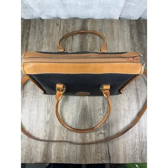 Dooney Bourke Vintage Leather Handbag Black/Tan, All Weather, Satchel/Top Handle - Picture 9 of 9